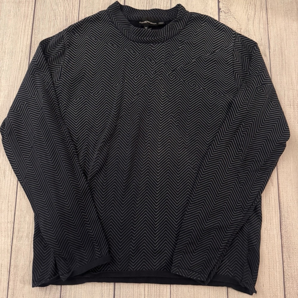 Emporio Armani Men's Size Medium Geometric Chevron Long Sleeve Shirt